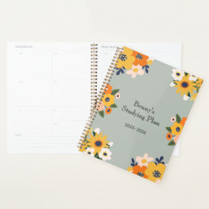Agenda Floral de nombre personalizado