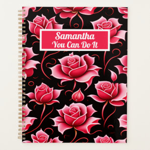 AGENDA FLORAL DE ROSAS ROJAS ROMÁNTICAS CORTAS PERSONALIZ