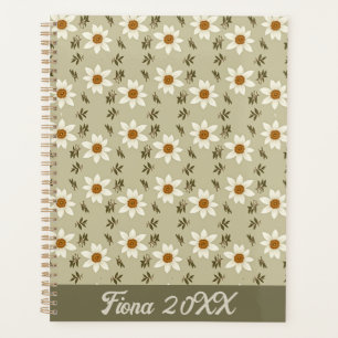 Agenda Floral decorativa en blanco y beige