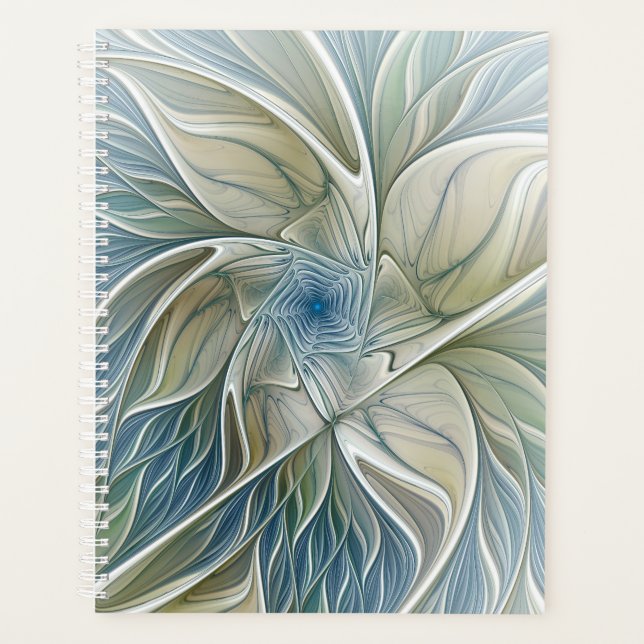 Agenda Floral Dream Pattern Abstract Blue Khaki Fractal (Anverso)
