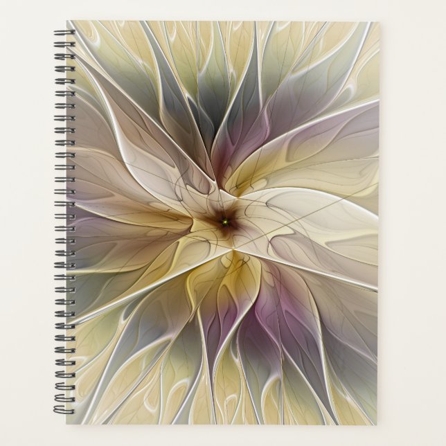 Agenda Floral Fantasía Oro berenjena Resumen Arte Fractal (Anverso)