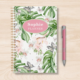 Agenda Floral floral de acuarela tropical personalizada