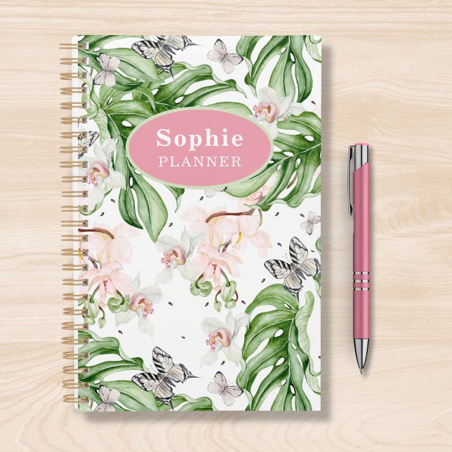 Agenda Floral floral de acuarela tropical personalizada (Subido por el creador)