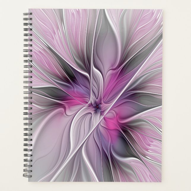 Agenda Floral Fractal Modern Abstract Flower Pink Gray (Anverso)