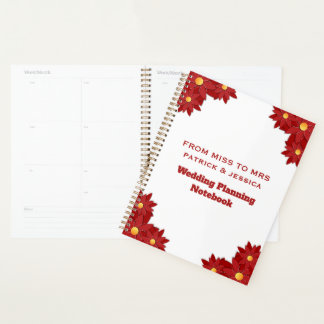Agenda Floral Geométrico Rojo y Dorado