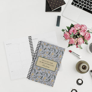 Agenda Floral ilustrada de color amarillo y verde vintage