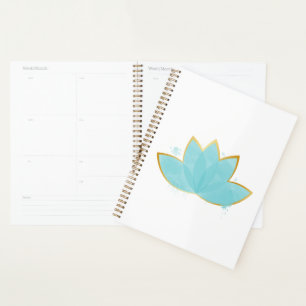 Agenda Floral Lotus acuarela Seafoam Blue & Faux Gold