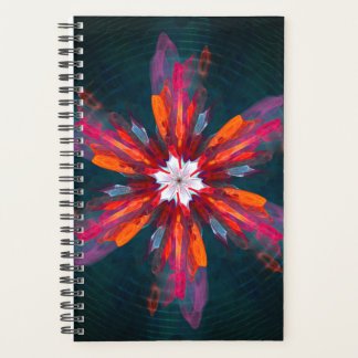Agenda Floral Mandala Flores Naranja Azul Rojo Resumen