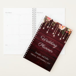 Agenda Floral Maroon Wooden Rustic Boda