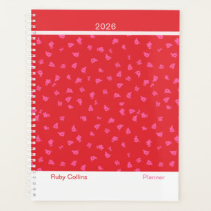 Agenda Floral moderno rojo juguetón