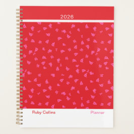 Agenda Floral moderno rojo juguetón