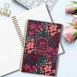 Agenda Floral Monograma Personalizado con Estilo Melancól