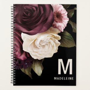 Agenda Floral oscura personalizada