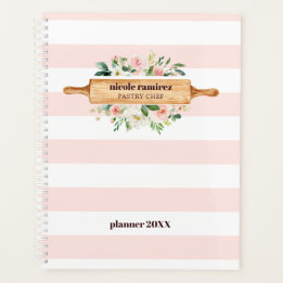 Agenda Floral Panadería Rolling Pin Patisserie a rayas