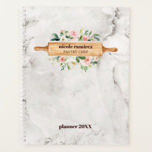 Agenda Floral Panadería Rolling Pin Patisserie de mármo