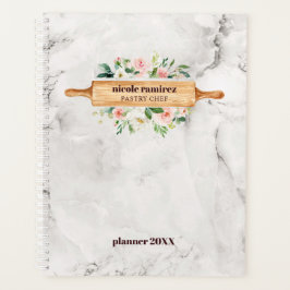 Agenda Floral Panadería Rolling Pin Patisserie de mármol 