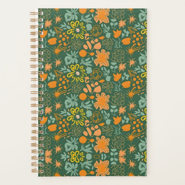 Agenda Floral pattern on a dark green background  (Anverso)