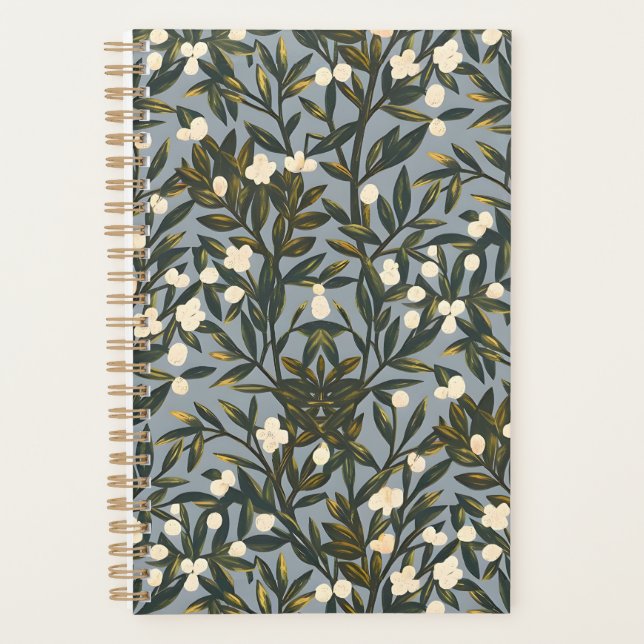 Agenda Floral pattern on  dusty blue-gray background (Anverso)