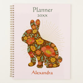 Agenda Floral personalizada Purpurina de oro Bunny