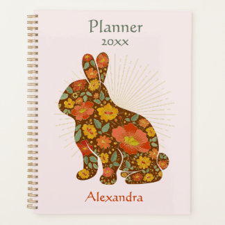Agenda Floral personalizada Purpurina de oro Bunny