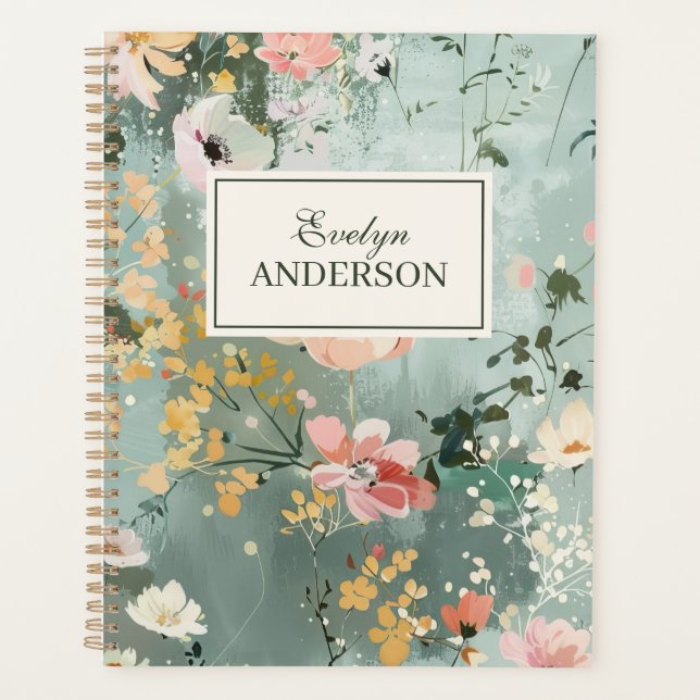 Agenda Floral pintada personalizada (Anverso)
