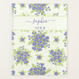 Agenda Floral púrpura personalizada 2024 2025 Elegante