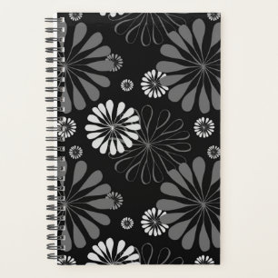 Agenda Floral retro en blanco y negro