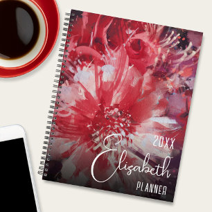 Agenda Floral roja personalizada