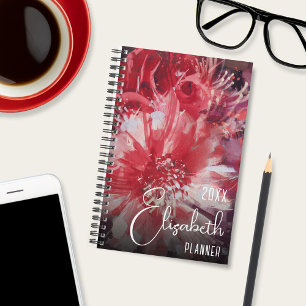 Agenda Floral roja personalizada