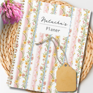 Agenda Floral romántico personalizado script vintage de m