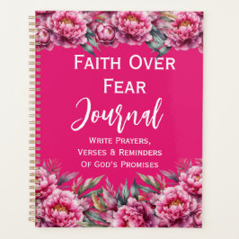 Agenda Floral rosa de la acuarela de Faith Over Fear Jour