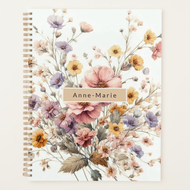 Agenda Floral rosa moderno elegante (Anverso)