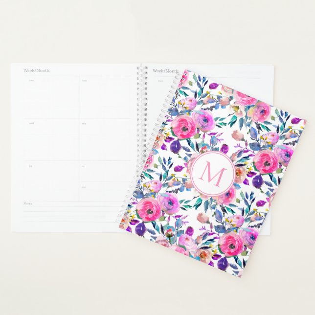 Agenda Floral rosa monogramado (Demostración)