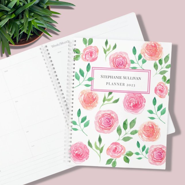 Agenda Floral rosa personalizada (Subido por el creador)