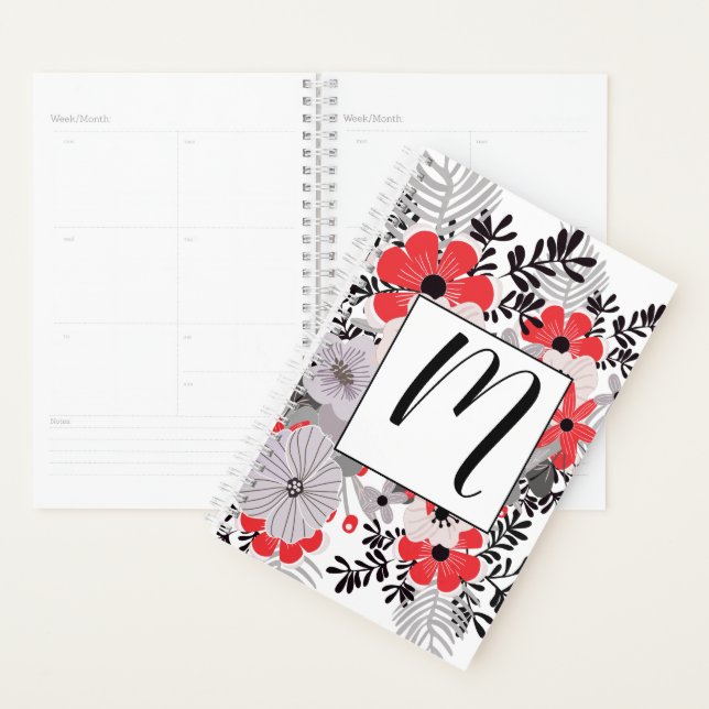 Agenda Floral rosa rojo vintage y Lavender (Demostración)