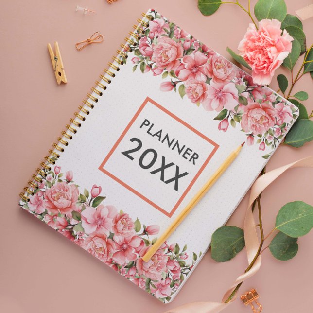 Agenda Floral rosa y hojas meses y semana (Subido por el creador)