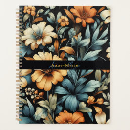 Agenda Floral rústica vintage elegante negro