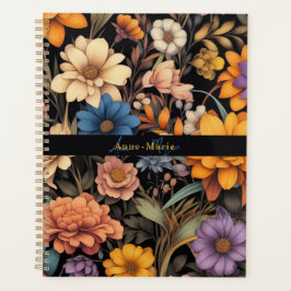 Agenda Floral rústica vintage elegante negro