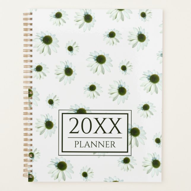 Agenda Floral White Cream Echinacea Pattern 2026 (Anverso)