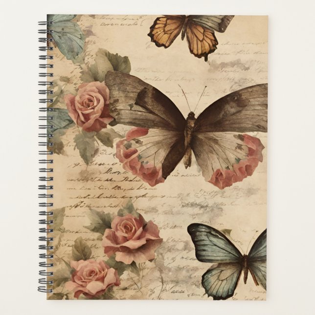 Agenda Floral y mariposa vintage (Anverso)