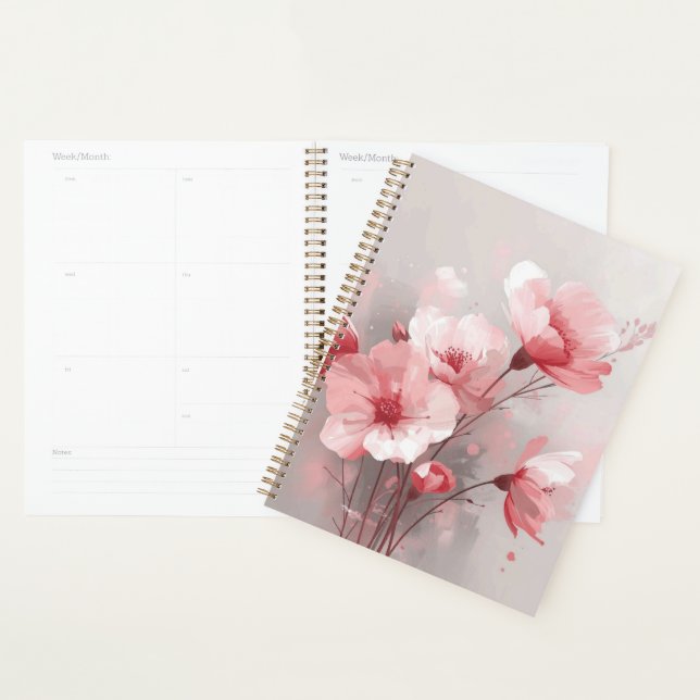 Agenda Florales Rosa, Blanco y Gris (Demostración)