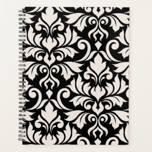 Agenda Florecer arte Damask que yo crema en negro
