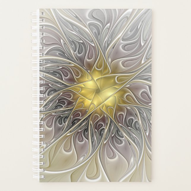 Agenda Florecer con flor de fractal abstracto moderno de  (Anverso)