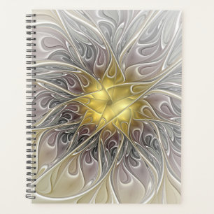 Agenda Florecer Con Flor Fractal Moderna De Oro Abstracto