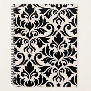 Agenda Florecer Damask arte I negro en crema