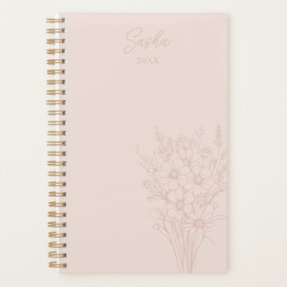 Agenda Florecer Flor Silvestre Nombre Personalizado & Año