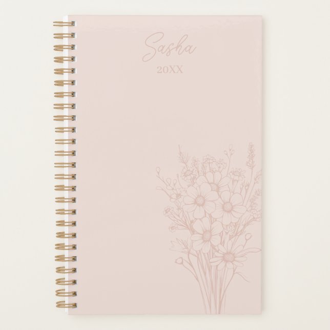 Agenda Florecer Flor Silvestre Nombre Personalizado & Año (Anverso)