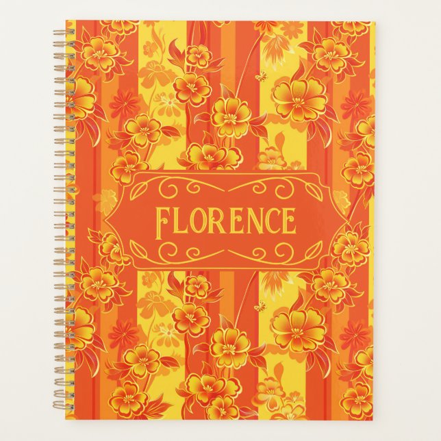 Agenda Florencia Floral amarilla y Naranja (Anverso)