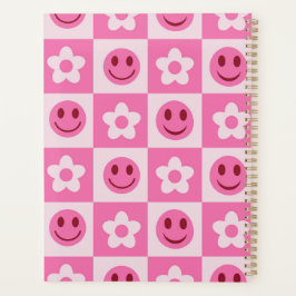Agenda Flores a cuadros y caras felices rosa 