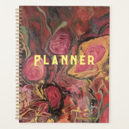 Agenda Flores abstractas con rosa rojo y oro